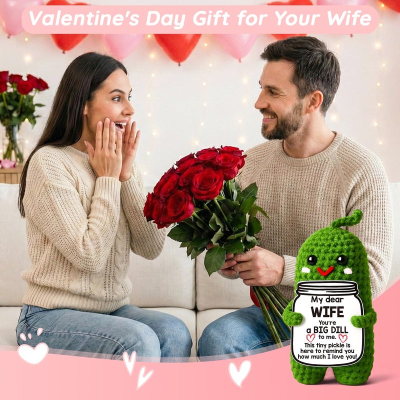 MAMAGIFTREE Valentines Day Gifts for Her Wife Valentines Gifts to My Wife from Husband I Love You Birthday Gift for Wife Wedding Anniversary Romantic Gift for Couples Women Handmade Crochet Pickle - Image 2