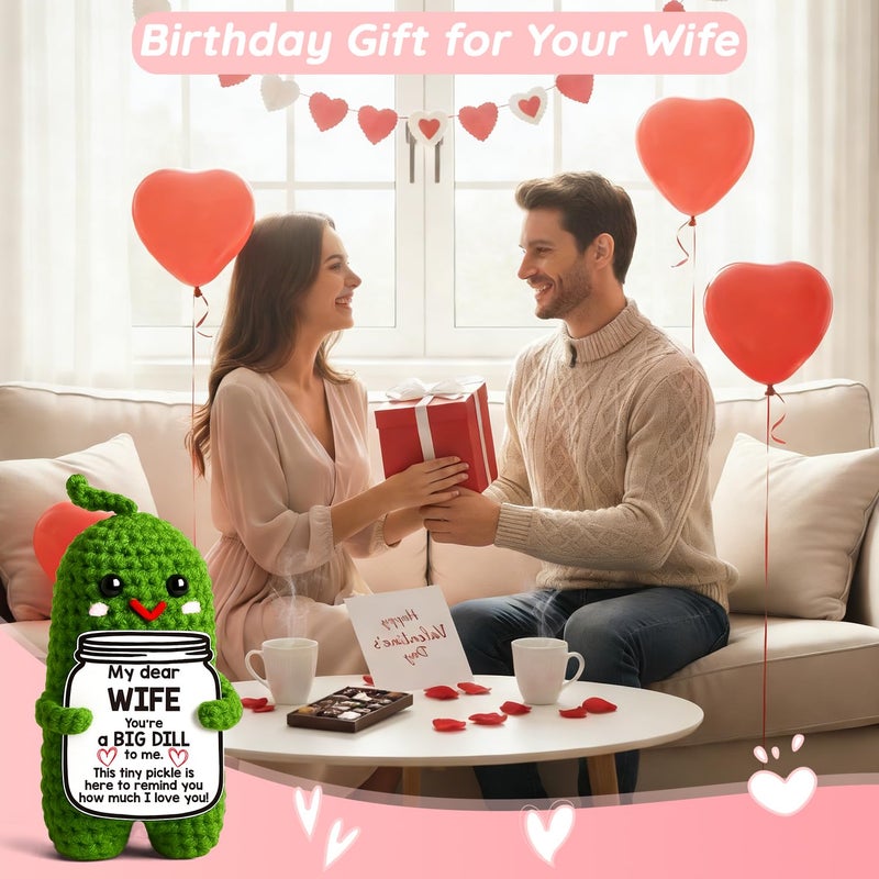 MAMAGIFTREE Valentines Day Gifts for Her Wife Valentines Gifts to My Wife from Husband I Love You Birthday Gift for Wife Wedding Anniversary Romantic Gift for Couples Women Handmade Crochet Pickle - Image 4