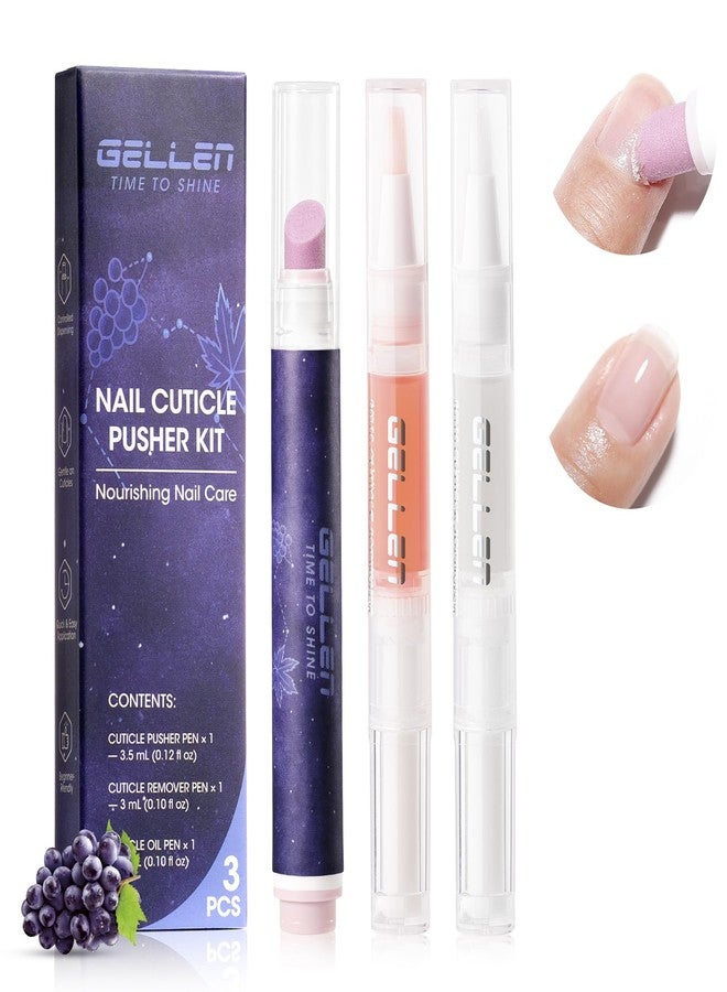 Gellen 3Pcs Cuticle Pusher Oil Pen Set - Ceramic Cuticle Oil Pusher Pen, Cuticle Remover Pen & Moisturizing Cuticle Oil Pen for Dry & Rough Cuticles, Cuticle Care Set for Home and Salon Use - Image 1