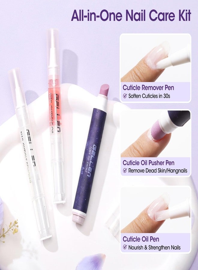 Gellen 3Pcs Cuticle Pusher Oil Pen Set - Ceramic Cuticle Oil Pusher Pen, Cuticle Remover Pen & Moisturizing Cuticle Oil Pen for Dry & Rough Cuticles, Cuticle Care Set for Home and Salon Use - Image 2
