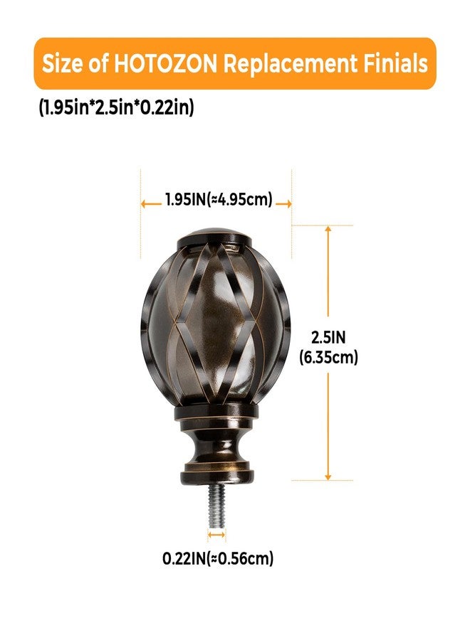 HOTOZON Bronze Finials for 3/4 Inches and 5/8 inches Diameter Curtain Rods, Replacement Small Decorative Drapery Rod Finials, Set of 2 - Image 3