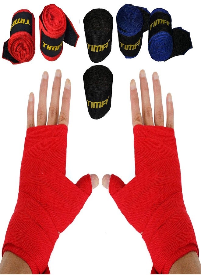 TIMA Semi-Elastic Cotton/Nylon Boxing Professional 108 Inch Hand Wraps for Boxing Kickboxing Muay Thai MMA - Pack of 3 (Multicolor) - Image 2