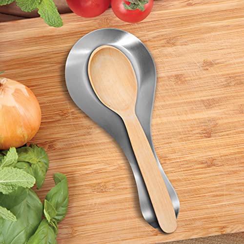 OGGI Stainless Steel Spoon Rest- Long Handle Holds Kitchen Utensils in Place, Great Spoon Rest for Counter, Stove Top, or Coffee Station; Kitchen Accessories, Utensil Rest, Stainless - Image 5