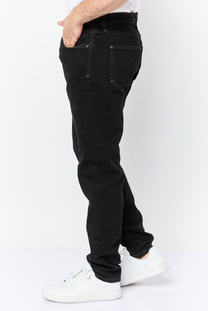 ESPRIT Men Regular Fit Washed Stretchable Denim Jeans, Black - Image 3