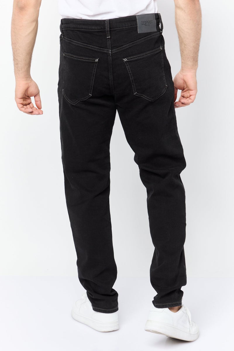 ESPRIT Men Regular Fit Washed Stretchable Denim Jeans, Black - Image 4