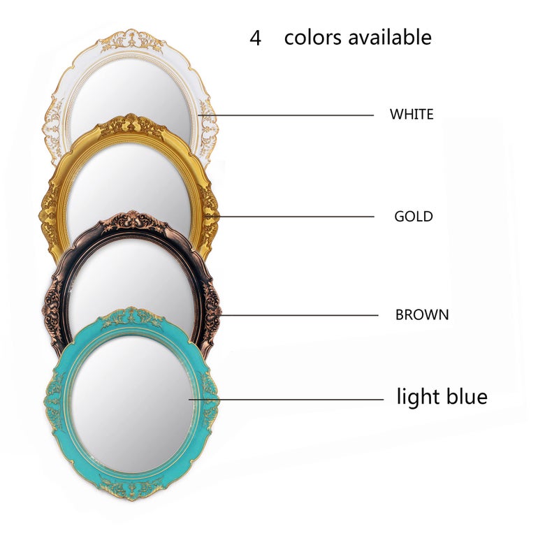 Eaoundm 13.1 x 14.8 inchs Decorative Wall Mirror,Vintage Hanging Mirrors for Bedroom Living-Room Dresser Decor Oval (Gold) - Image 5
