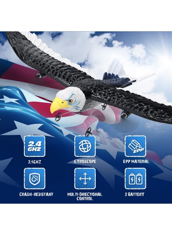 DEERC Rc Plane Remote Control Eagle Plane Rtf Airplane 2.4Ghz 2Ch Flying Bird With 2 Batteries & Propeller 6 Axis Gyro Stabilizer Easy To Fly For Beginners Adults Kids Boys - Image 3