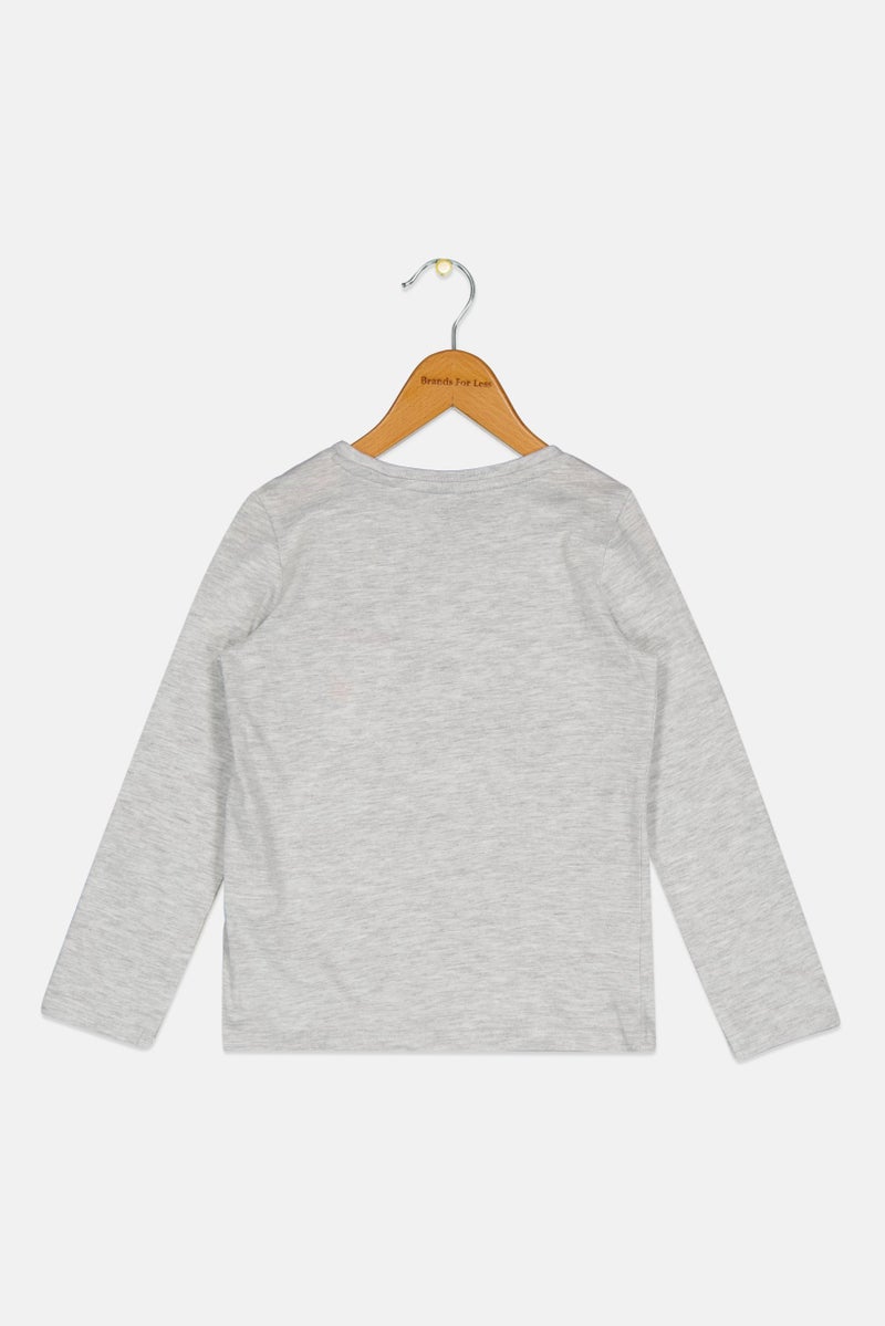 Sinsay Kids Girl Unicorn Embellished Long Sleeve Top, Light Grey - Image 3