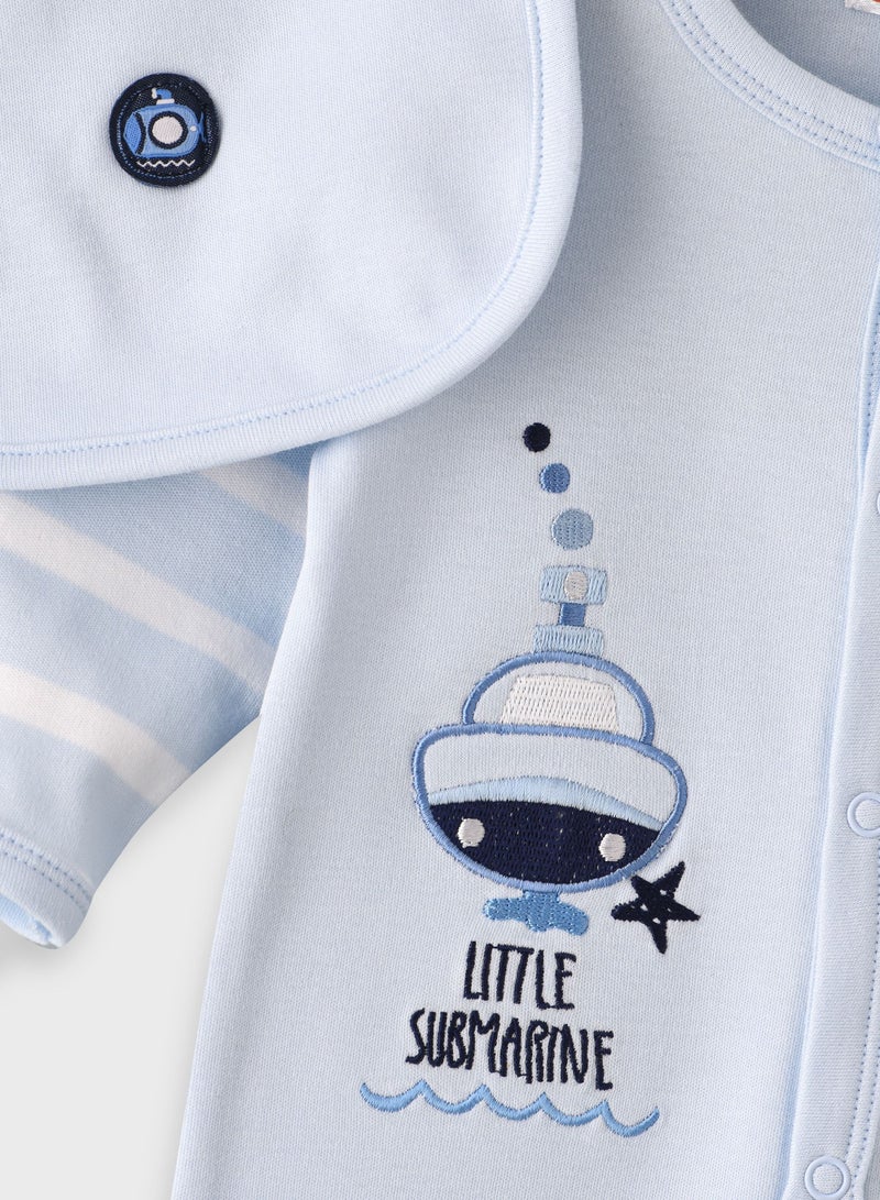 بوو بوو طقم بو بو كيدز  قطع - بدلة نوم، قبعة ومريلة قطن % - Image 4