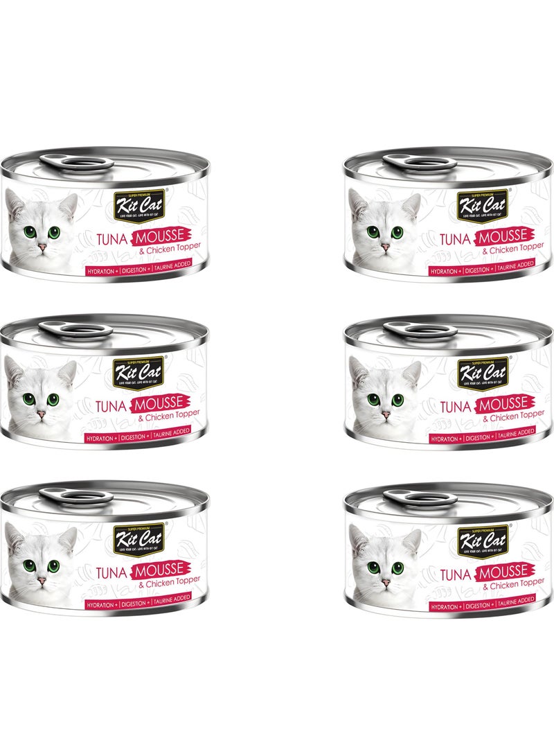 كيت كات كت كات ( 6 عبوة ) طعام رطب بنكهة موس التونة و الدجاج  لقطط الصغيرة و الكبيرة / 80 غرام - Image 1