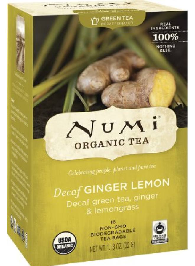 Numi Organic Tea Decaf Ginger Lemon 16 Count Box Of Tea Bags (Pack Of 3) Decaf Green Tea (Packaging May Vary) - Image 2