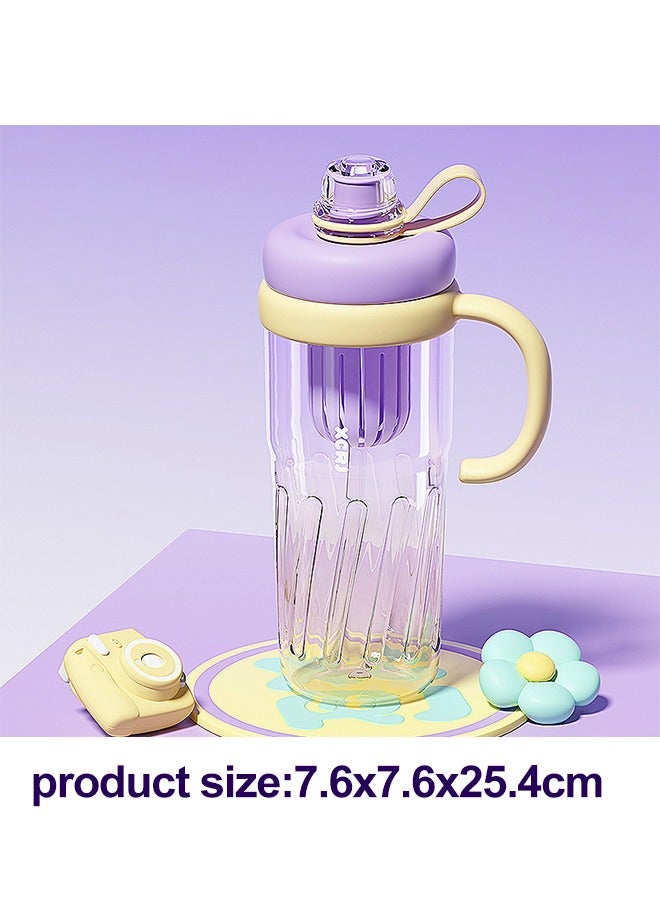 Water Bottle, 950ML Large Capacity Water Bottle with Cup Brush,Leak Proof Water Bottle With Straw,Sports Water Bottle,Clear Removable Drinking Bottle，Travel Portable Leakproof Drinkware Plastic Drink Bottle, BPA Free,Sports Canteen for Bike, Fitness, University, Outdoor, School, Gym，Monet Purple - Image 2