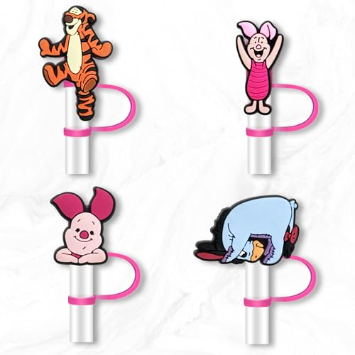 Nukuopa 8Pcs Cartoon Straw Cover for Tumbler Cap, Silicone Straw Topper, 10mm Drinking Straw Tip Covers for Accessories (Bear) - Image 2