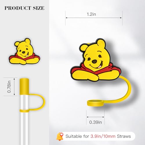 Nukuopa 8Pcs Cartoon Straw Cover for Tumbler Cap, Silicone Straw Topper, 10mm Drinking Straw Tip Covers for Accessories (Bear) - Image 4