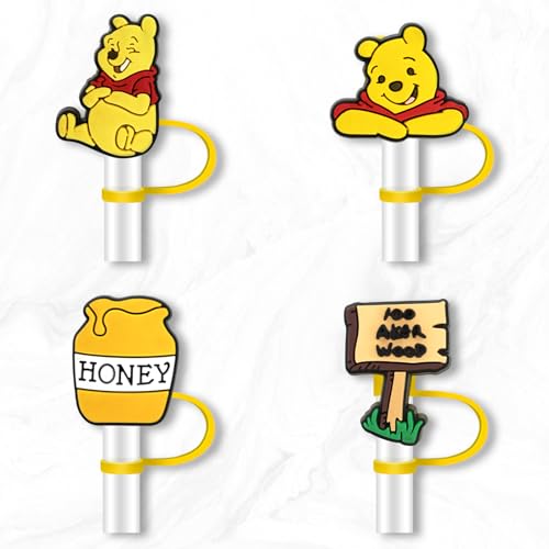 Nukuopa 8Pcs Cartoon Straw Cover for Tumbler Cap, Silicone Straw Topper, 10mm Drinking Straw Tip Covers for Accessories (Bear) - Image 3