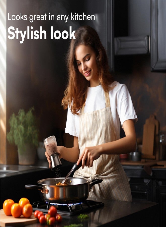 إتش آند إس طقم مطحنة ملح وفلفل من H&S - مطاحن يدوية للمطبخ - مطاحن توابل من الزجاج والفولاذ المقاوم للصدأ مع إمكانية تعديل درجة الطحن - سهلة الاستخدام والتعبئة - سعة كبيرة - أدوات مطبخ - Image 2