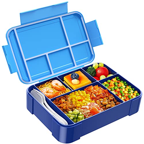 Jelife Bento Lunch Box for Kids - 1450ml Leakproof Kids Bento Box 6 Compartments Toddler Lunch boxes with Silverware for Back to School, Reusable LunchBox Snack Container for Daycare - Image 1