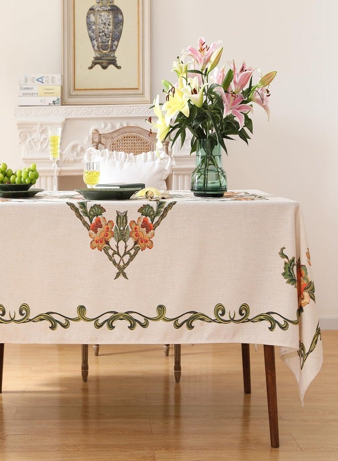 patdrea Designer Yellow Tablecloth for Rectangle Tables,Luxury Velvet Wrinkle Free Floral Pattern Tablecloths,Decorative Table Cover Cloth for Kitchen Dining Room,55"*87" - Image 2