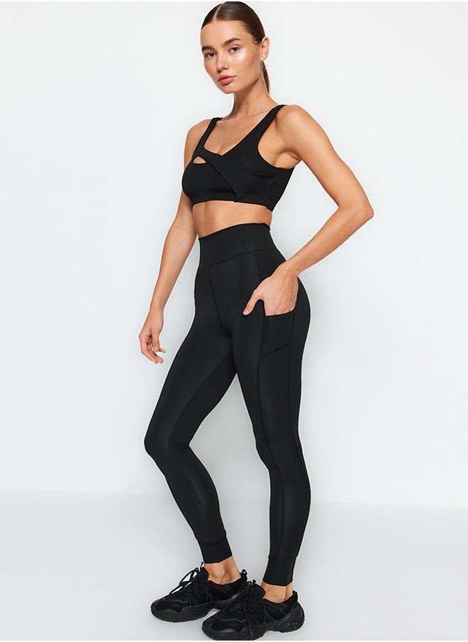 trendyol Black Matte Full Length Knitted Sports Leggings with Extra Absorption Layer THMAW24TY00026  - Image 2