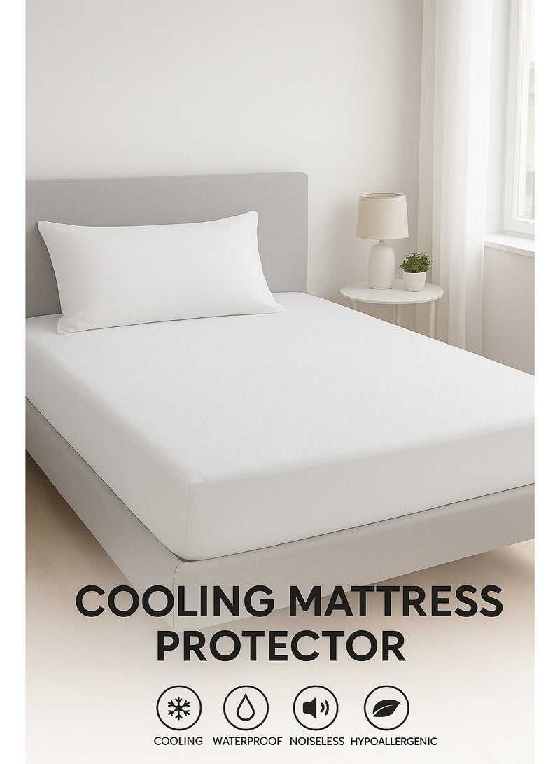 نيوفالييتو واقي مرتبة نيوفاليتو المُبرّد والمقاوم للماء، مقاس ١٨٠×٢٠٠، مقاس كينج - مصنوع من قماش جيرسي بوليستر ١٠٠٪ | مضاد للحساسية، يسمح بمرور الهواء، ويوفر حماية من الضوضاء - Image 1