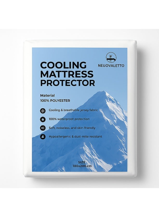 نيوفالييتو واقي مرتبة نيوفاليتو المُبرّد والمقاوم للماء، مقاس ١٨٠×٢٠٠، مقاس كينج - مصنوع من قماش جيرسي بوليستر ١٠٠٪ | مضاد للحساسية، يسمح بمرور الهواء، ويوفر حماية من الضوضاء - Image 2