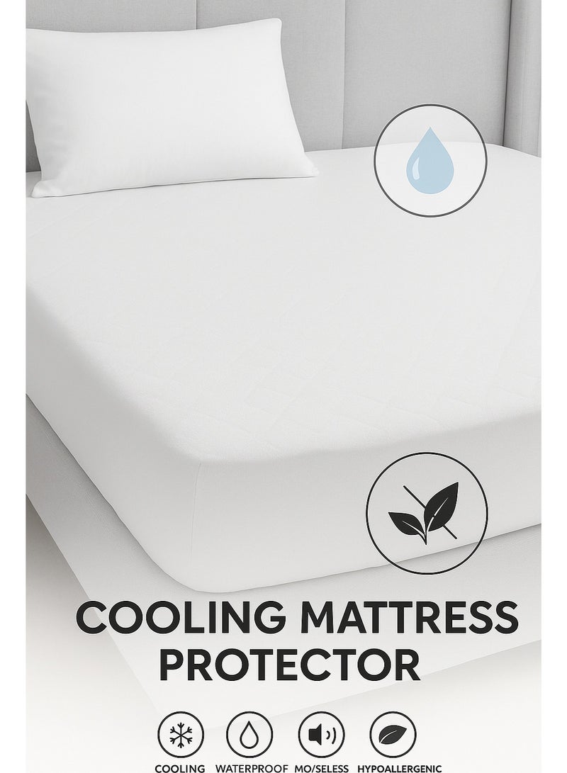 نيوفالييتو واقي مرتبة نيوفاليتو المُبرّد والمقاوم للماء، مقاس ١٨٠×٢٠٠، مقاس كينج - مصنوع من قماش جيرسي بوليستر ١٠٠٪ | مضاد للحساسية، يسمح بمرور الهواء، ويوفر حماية من الضوضاء - Image 3