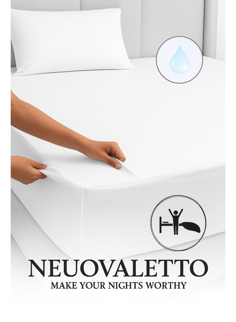 نيوفالييتو واقي مرتبة نيوفاليتو المُبرّد والمقاوم للماء، مقاس ١٨٠×٢٠٠، مقاس كينج - مصنوع من قماش جيرسي بوليستر ١٠٠٪ | مضاد للحساسية، يسمح بمرور الهواء، ويوفر حماية من الضوضاء - Image 4