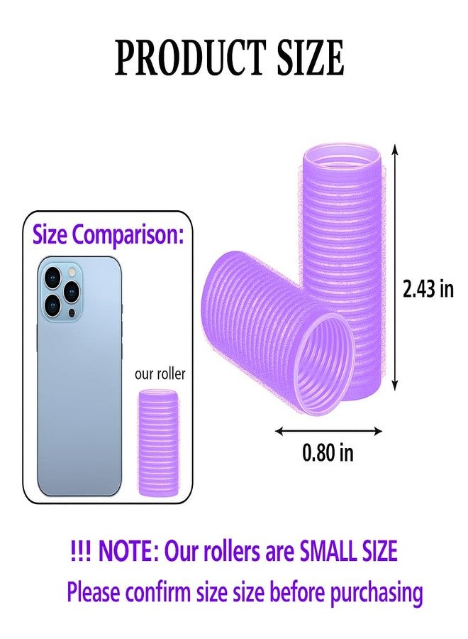 Bexter Self Grip Small Hair Rollers for Heatless Curls (0.8" x 2.43", Purple) - Plastic Curlers for Women & Girls - DIY Salon Styling for Short & Medium Hair, 24 Pack - Image 3