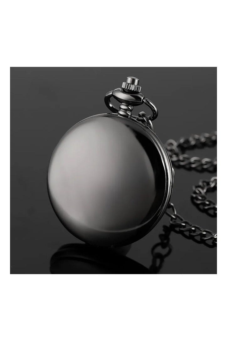 ياش ساعة جيب ياش فينتاج من سون كوارتز سوداء اللون مع سلسلة وتغليف كلاسيكي - هدية مثالية - Image 4