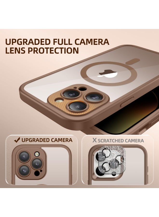 بيرفي جراب مغناطيسي لهاتف iPhone 14 Pro Max، متوافق مع MagSafe، واقي شاشة مدمج للخصوصية وحماية مطورة للكاميرا، جراب هاتف كامل الجسم مضاد للتجسس ومقاوم للصدمات لهاتف 14 Pro Max 6.7 بوصة، بني - Image 4