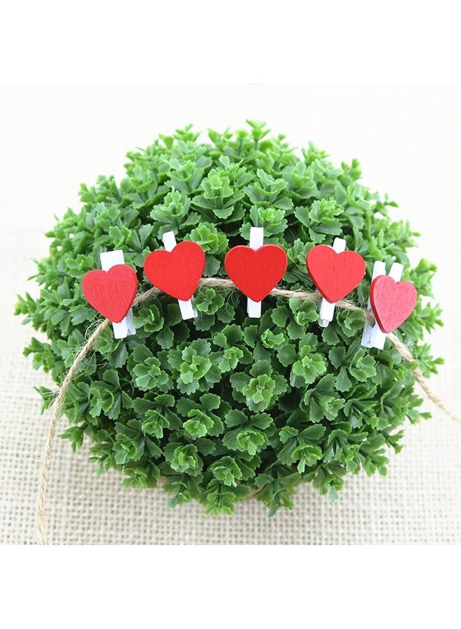 Generic 25-Piece Red Heart Shape Wooden Photo Clips,Mini Clothes Pins for Photo,with 5M Twine String for Hanging Pictures  - Image 4