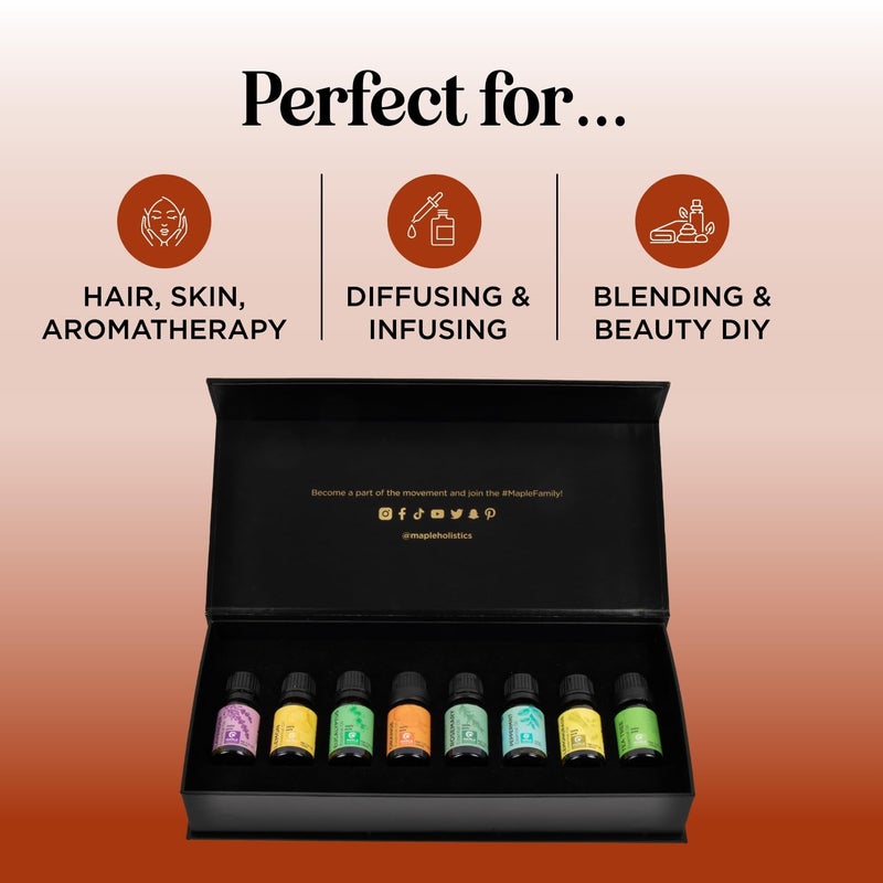 Maple Holistics مجموعة زيوت عطرية نقية للناشر - زيوت عطرية للعلاج بالروائح للناشرات للاستخدام المنزلي والسفر والعناية الذاتية مع زيوت عطرية عالية الجودة للشعر والبشرة والأظافر - مجموعة زيوت عطرية للناشر - Image 2