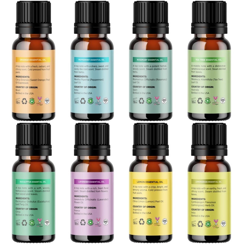 Maple Holistics مجموعة زيوت عطرية نقية للناشر - زيوت عطرية للعلاج بالروائح للناشرات للاستخدام المنزلي والسفر والعناية الذاتية مع زيوت عطرية عالية الجودة للشعر والبشرة والأظافر - مجموعة زيوت عطرية للناشر - Image 4