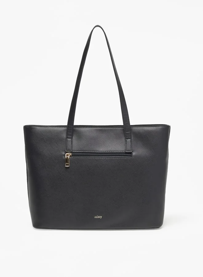 MISSY Missy All-Over Monogram Print Tote Bag with Double Handle and Zip Closure