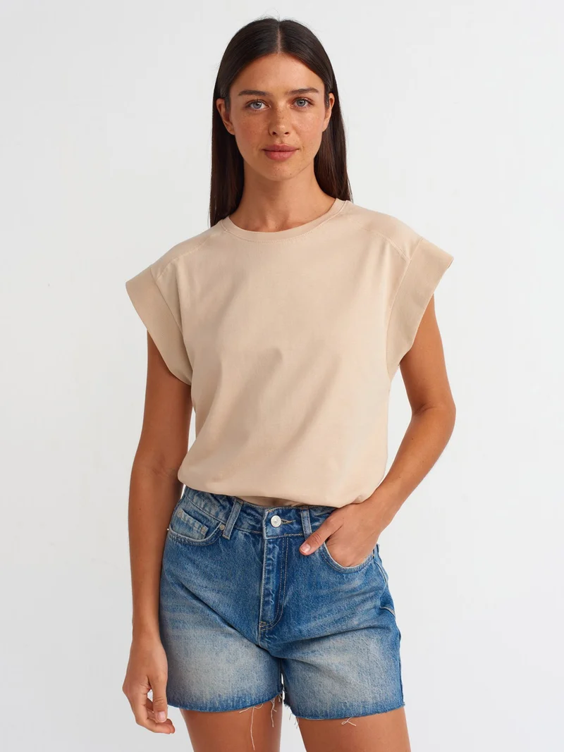 ديلفين 30724 Cotton T-Shirt-Light Beige