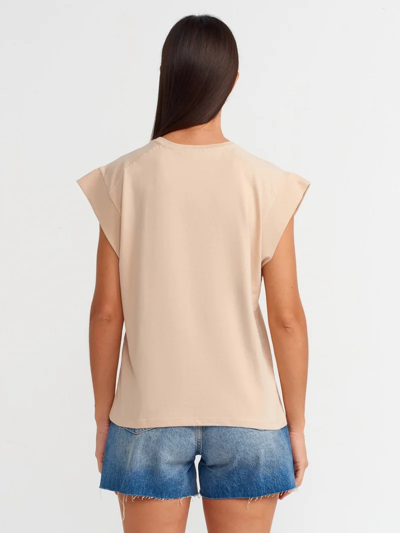 ديلفين 30724 Cotton T-Shirt-Light Beige