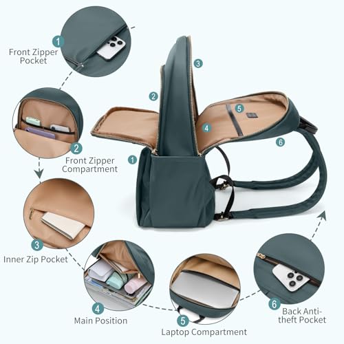GOLF SUPAGS حقيبة ظهر أنيقة للكمبيوتر المحمول من GOLF SUPAGS للنساء تناسب جهاز كمبيوتر محمول بحجم 14 بوصة حقيبة سفر للكلية والعمل (أتروفيرينس) - Image 2
