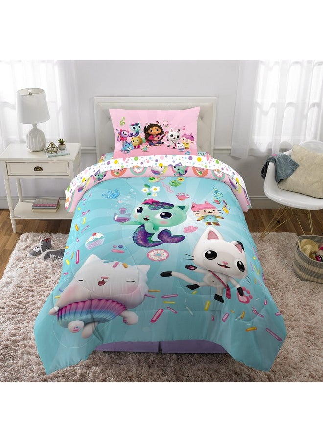 Franco - Dreamworks Gabby'S Dollhouse Cakey, Mercat And Pandy Kids Bedding Super Soft Comforter And Sheet Set, 4 Piece Twin Size, By Franco - Image 1