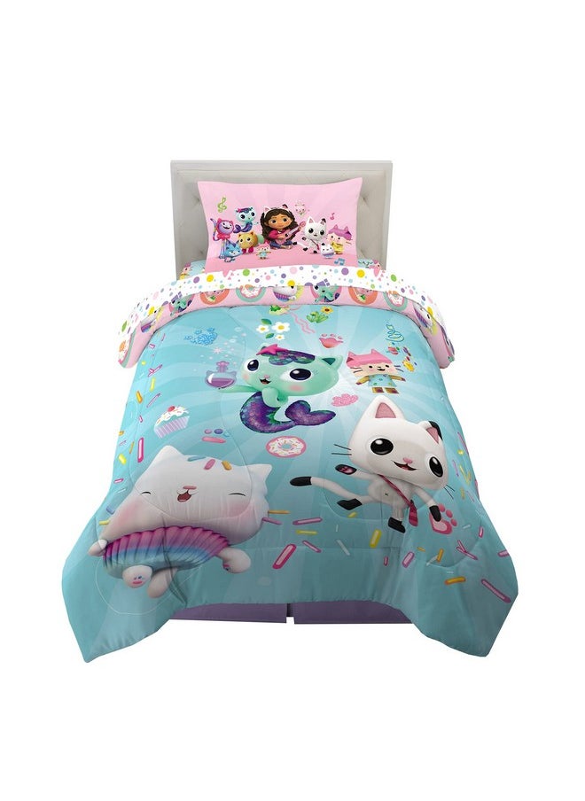 Franco - Dreamworks Gabby'S Dollhouse Cakey, Mercat And Pandy Kids Bedding Super Soft Comforter And Sheet Set, 4 Piece Twin Size, By Franco - Image 1