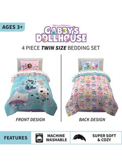 Franco Dreamworks Gabby'S Dollhouse Cakey, Mercat And Pandy Kids Bedding Super Soft Comforter And Sheet Set, 4 Piece Twin Size, By Franco  - Image 2