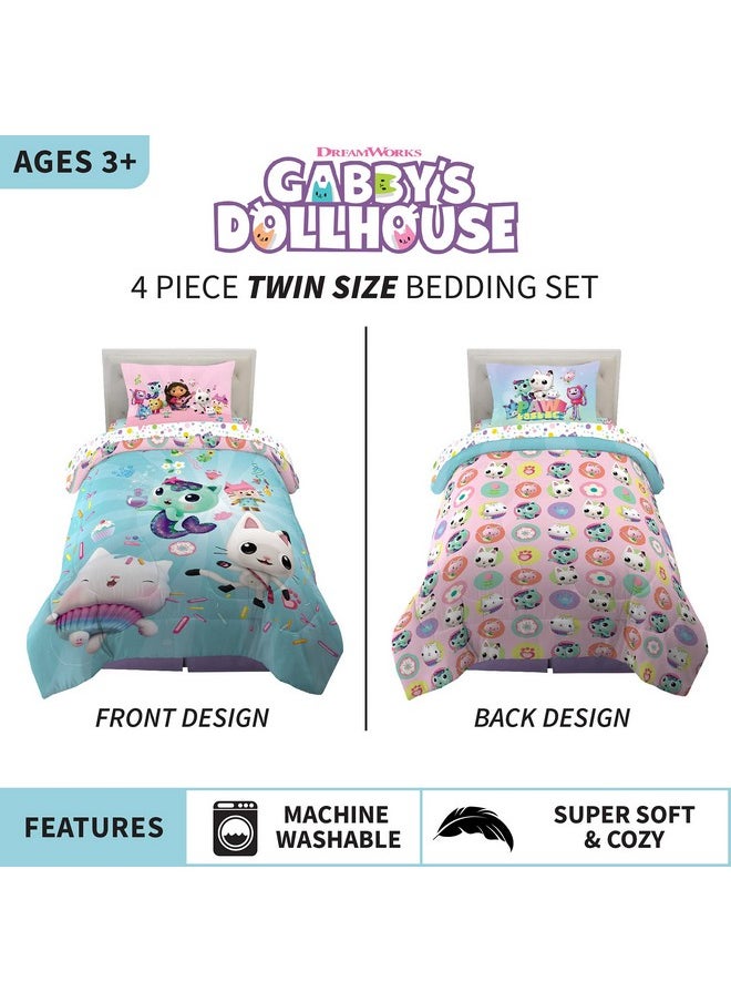 Franco - Dreamworks Gabby'S Dollhouse Cakey, Mercat And Pandy Kids Bedding Super Soft Comforter And Sheet Set, 4 Piece Twin Size, By Franco - Image 1