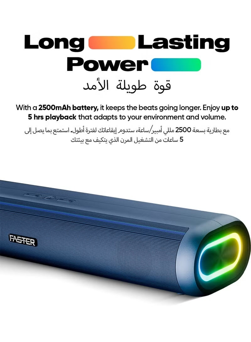 فاستر نكسون Z30 مكبر صوت بلوتوث محمول بقدرة 30 واط – مكبر صوت لاسلكي لأجهزة الكمبيوتر، اللابتوب، التلفاز، الهواتف الذكية والأجهزة اللوحية – مسرح منزلي صغير بصوت محيطي – يدعم USB/Aux/بطاقة TF – التوصيل والتشغيل – صوت عميق وقوي وغني (باللون الأزرق) - Image 4