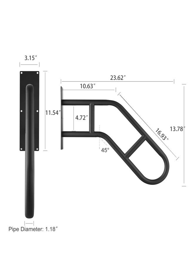 Repuskor Hand Rails for Outdoor Steps,Hand Rails for Elderly, Porch Railing & Deck Hand Rail Wall Mount Stair Hand Grab Bars, U-Shape Safety Handle for Garage, Porch, Garden 2Pack - Image 2