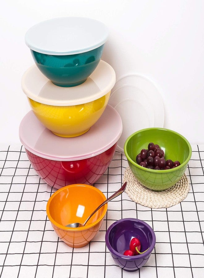 KX-WARE Melamine Mixing Bowls with Lids - 6 Piece Melamine Bowls and 6 Piece Plastic Lids, Multicolor - Image 4