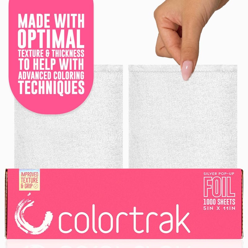 Colortrak Embossed Sheets Silver Aluminum Foil Pop-up Dispenser, 1000 Pre-cut Sheets Non-slip Textured Silver 5 x 11 Sheets for Hair Foil Coloring and Highlighting Sheet Applications - Image 4