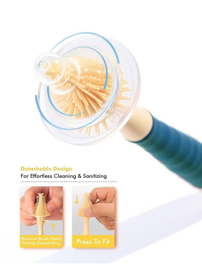 cicike Upgraded Baby Bottle Brush Set(3pcs), Including Pacifier Cleaner and Straw Brush, Detachable Head for Easy Cleaning, Hangable Handle Design, Long Handle - Image 5