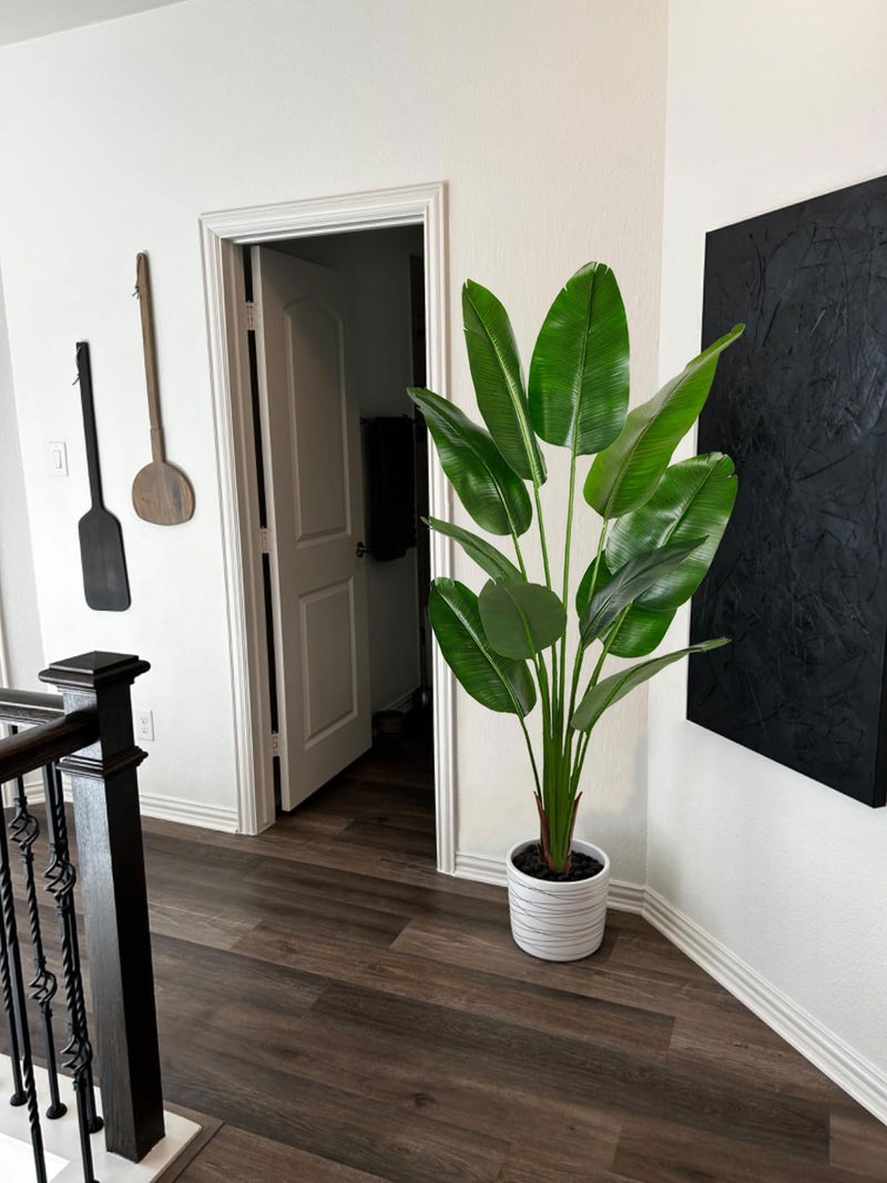 Aveyas 6ft Artificial Bird of Paradise Tree for Home Decor, 6 Feet Faux Floor Plant Fake Silk Banana Leaf Tropical Trees with Pot for Indoor Outdoor House Living Room (6 ft Tall) - Image 4
