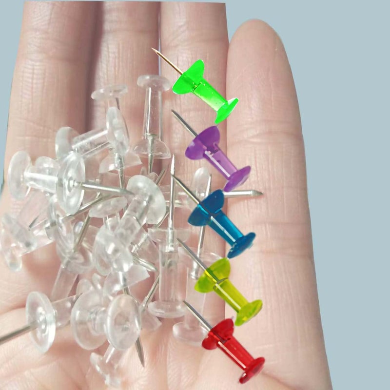 HeGangLy 200pcs Push Pins,Clear Multiple Colors Push Pins, Bulletin Board Thumb Tacks for Cork Board, Map Pins, Photo Hanging Tacks,Craft Projects Nails,Ideal for Homes,Schools and Offices - Image 5