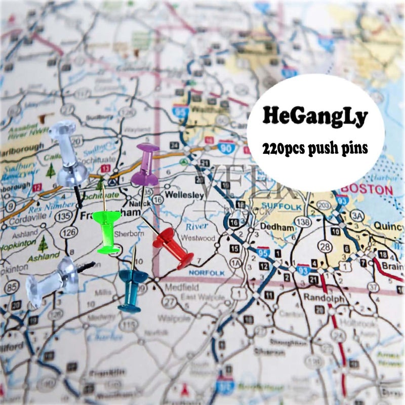 HeGangLy 200pcs Push Pins,Clear Multiple Colors Push Pins, Bulletin Board Thumb Tacks for Cork Board, Map Pins, Photo Hanging Tacks,Craft Projects Nails,Ideal for Homes,Schools and Offices - Image 4