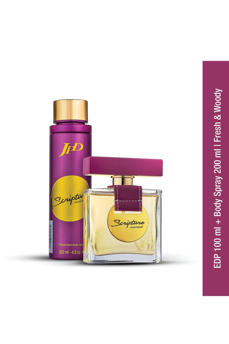 Jean Paul Dupont Scripture Pour Femme 2Pcs Promo Pack Eau de Parfum 100ml + Body Spray 200ml - Image 5